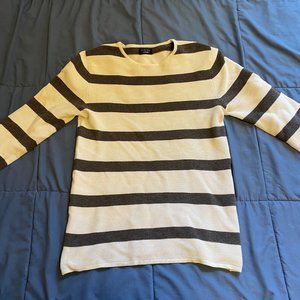 White & Gray Striped Zara Sweater